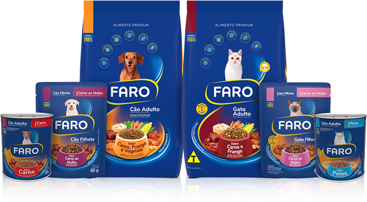 Faro - Alimento completo e balanceado para cães e gatos. Faro - Alimento completo e balanceado para cães e gatos.